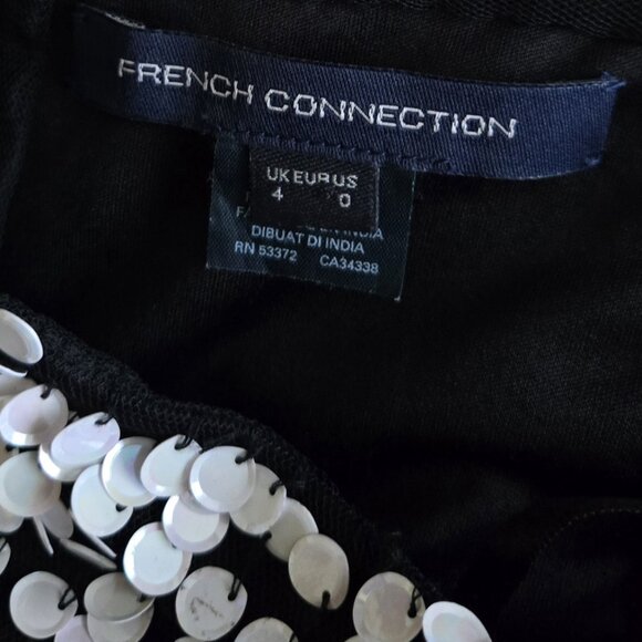 Women's French Connection black short skirt w/white& black Sequins Size 4 - Picture 8 of 8